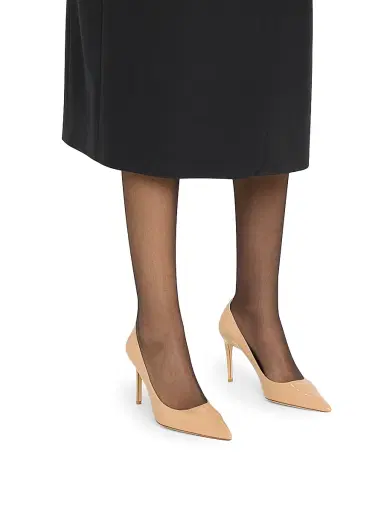 Stuart Weitzman Women's Stuart Power 85 75MM Patent Leather Pumps - Beige | Thumbnail 3