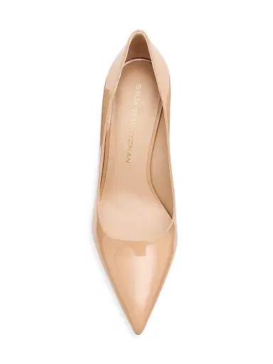 Stuart Weitzman Women's Stuart Power 85 75MM Patent Leather Pumps - Beige | Thumbnail 5