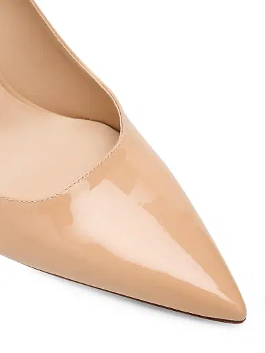 Stuart Weitzman Women's Stuart Power 85 75MM Patent Leather Pumps - Beige | Thumbnail 6