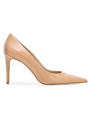 Stuart Weitzman Women's Stuart Power 85 75MM Patent Leather Pumps - Beige | Thumbnail 1