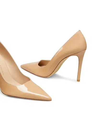 Stuart Weitzman Women's Power 100MM Patent Leather Pumps - Adobe | Thumbnail 4