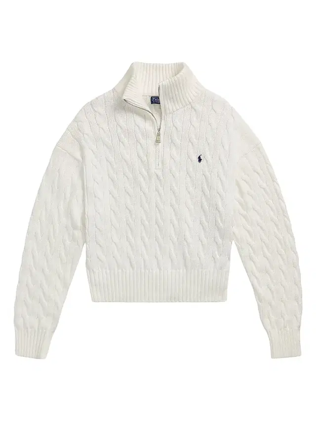 Polo Ralph Lauren Women's Cotton Cable-Knit Quarter-Zip Sweater - White