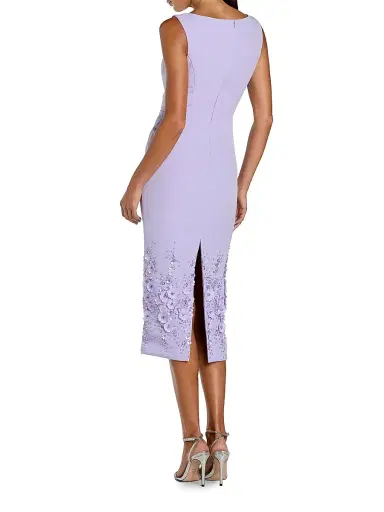 Mac Duggal Women's Floral Beaded Crêpe Sleeveless Midi-Dress - Lilac - Size 16 | Thumbnail 2 Mac Duggal Women's Floral Beaded Crêpe Sleeveless Midi-Dress - Lilac - Size 16 | Thumbnail 2