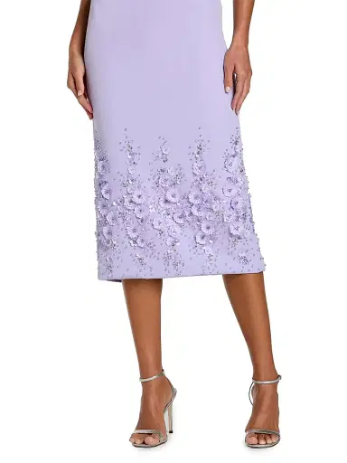 Mac Duggal Women's Floral Beaded Crêpe Sleeveless Midi-Dress - Lilac - Size 16 | Thumbnail 3 Mac Duggal Women's Floral Beaded Crêpe Sleeveless Midi-Dress - Lilac - Size 16 | Thumbnail 3