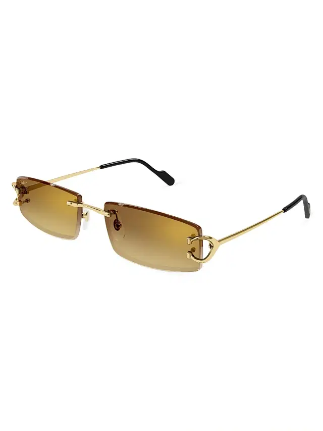 Men's C Decor 56MM Rectangular Sunglasses - Gold Amber