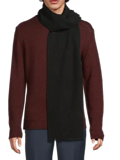 Robert Barakett Men's Wool & Cashmere Herringbone Scarf - Black Brown | Thumbnail 3