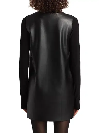 Norma Kamali Women's Faux Leather Sleeveless Minidress - Black | Thumbnail 5 Norma Kamali Women's Faux Leather Sleeveless Minidress - Black | Thumbnail 5