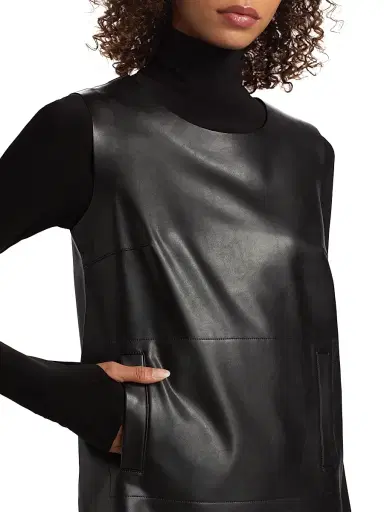 Norma Kamali Women's Faux Leather Sleeveless Minidress - Black | Thumbnail 6 Norma Kamali Women's Faux Leather Sleeveless Minidress - Black | Thumbnail 6