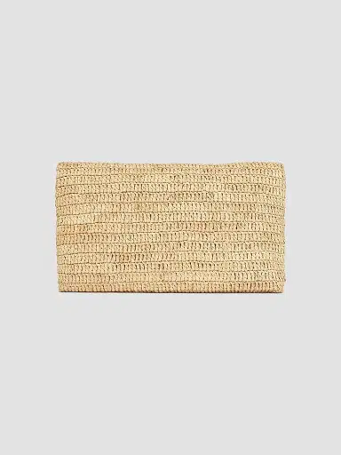 Saint Laurent Women's Cassandre Large Envelope Pouch in Raffia | Thumbnail 3 Saint Laurent Women's Cassandre Large Envelope Pouch in Raffia | Thumbnail 3