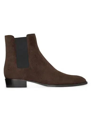 Saint Laurent Men's Wyatt Chelsea Boots in Suede - Dark Chocolate - Size 6.5 | Thumbnail 1 Saint Laurent Men's Wyatt Chelsea Boots in Suede - Dark Chocolate - Size 6.5 | Thumbnail 1