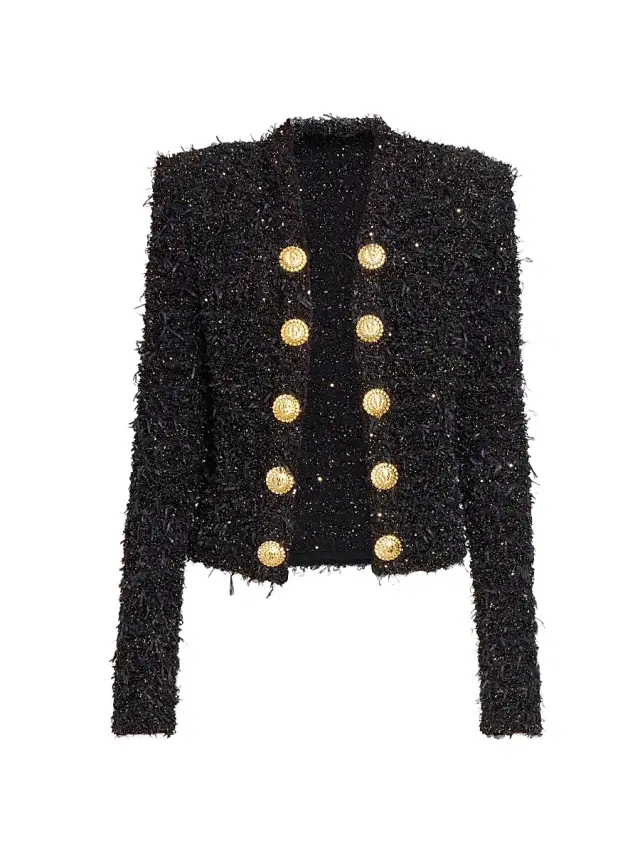 Women's Metallic Tweed Jacket - Noiror
