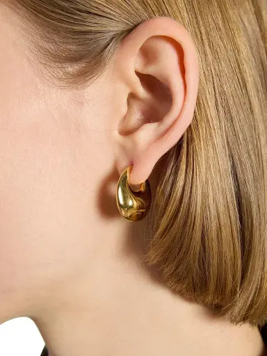 Saint Laurent Women's Teardrop Hoop Earrings in Metal - Gold | Thumbnail 2