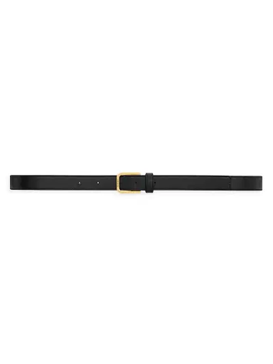 Saint Laurent Men's Minimal Belt in Smooth Leather - Black - Size 30 | Thumbnail 1 Saint Laurent Men's Minimal Belt in Smooth Leather - Black - Size 30 | Thumbnail 1