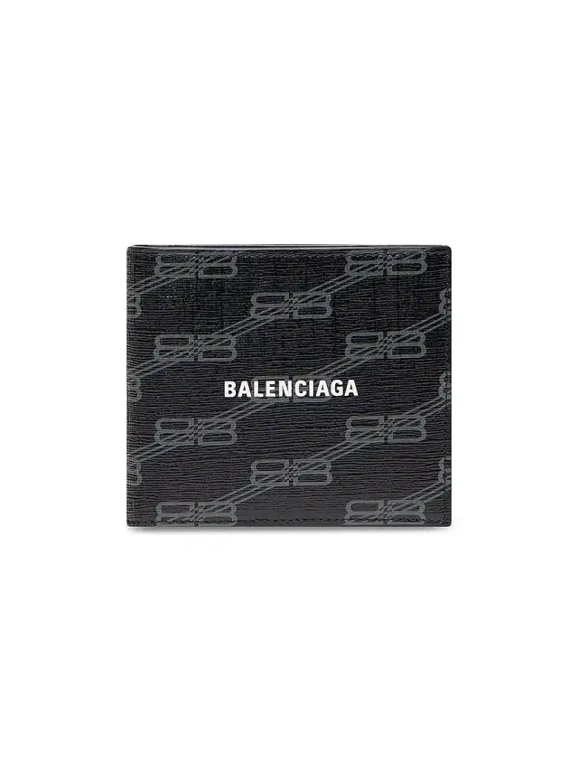 Men's Signature Square Folded Wallet BB Monogram Coated Canvas - Black Grey
