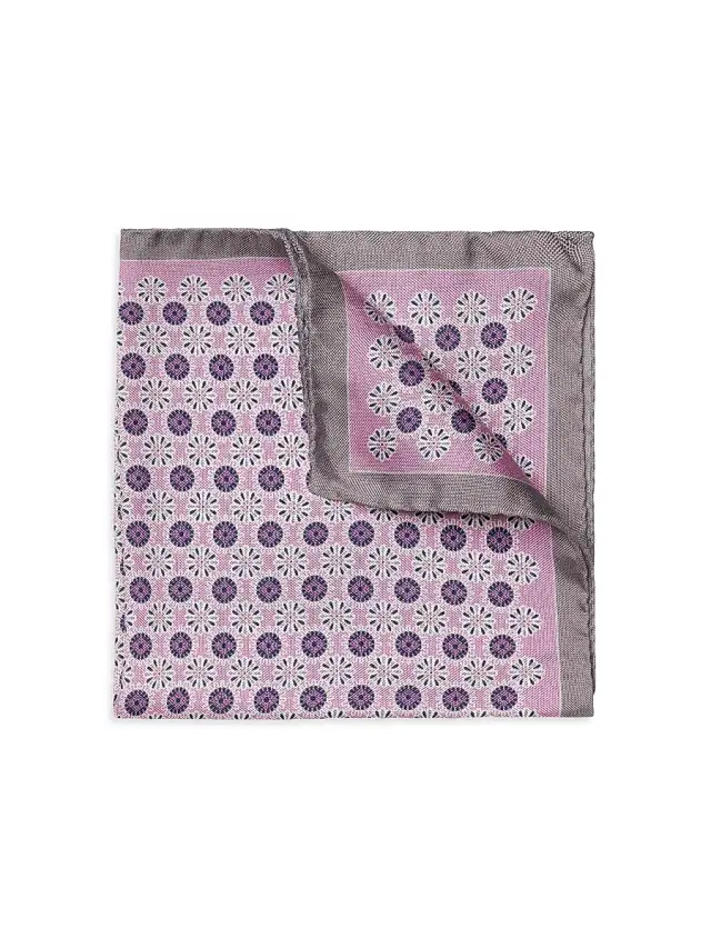 Men's Geometric Silk Pocket Square - Pink