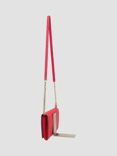 Santoni Women's Leather Wallet-On-Chain Crossbody Bag - Red | Thumbnail 4