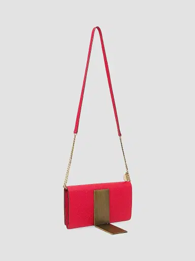 Santoni Women's Leather Wallet-On-Chain Crossbody Bag - Red | Thumbnail 5