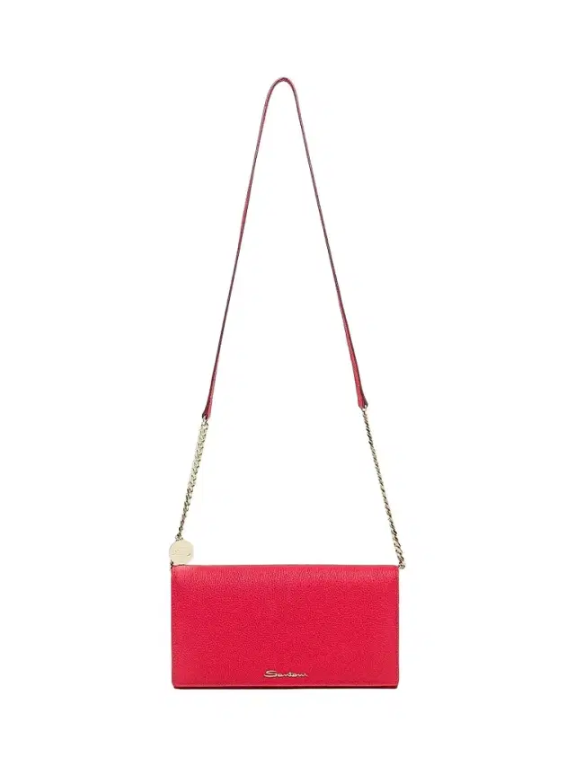Santoni Women's Leather Wallet-On-Chain Crossbody Bag - Red
