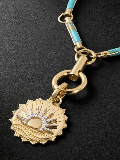 Foundrae Element New Beginnings Internal Compass 18-Karat Gold, Diamond and Turquoise Pendant Necklace - Men | Thumbnail 4