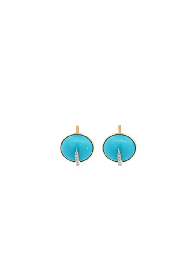 Wish Fine Jewelry 3.43ct Diamond Turquoise 18K Backing For Earrings