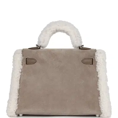HERMÈS Hermes Teddy Kelly 20 Gris Caillou/Ecru/Etoupe/Grizzly/Mouton Merinos/Swift Palladium Hardware | Thumbnail 5