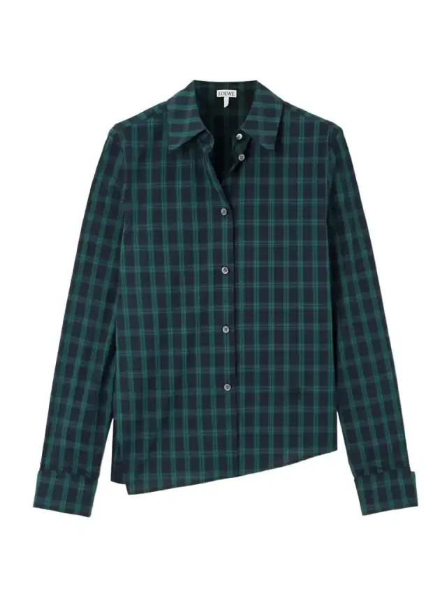 Asymmetric Checked Cotton-poplin Shirt