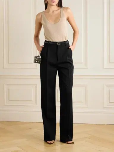 Saint Laurent Pleated Grain De Poudre Wool Straight-leg Pants | Thumbnail 2