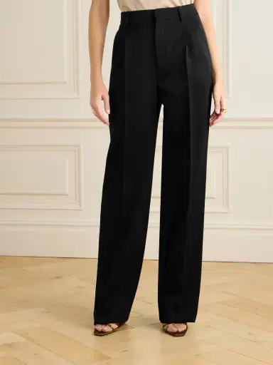 Saint Laurent Pleated Grain De Poudre Wool Straight-leg Pants | Thumbnail 3
