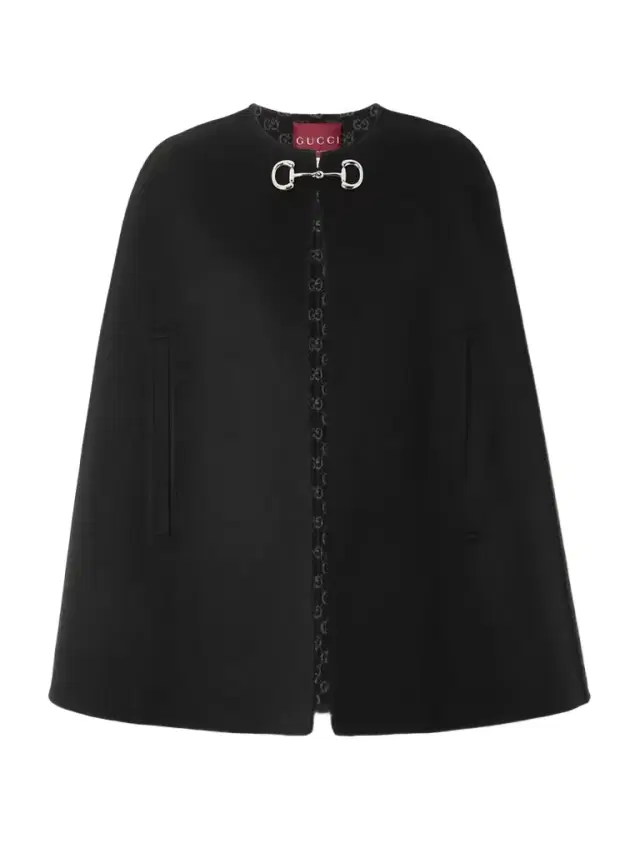 Horsebit-embellished Wool And Silk-blend Cape