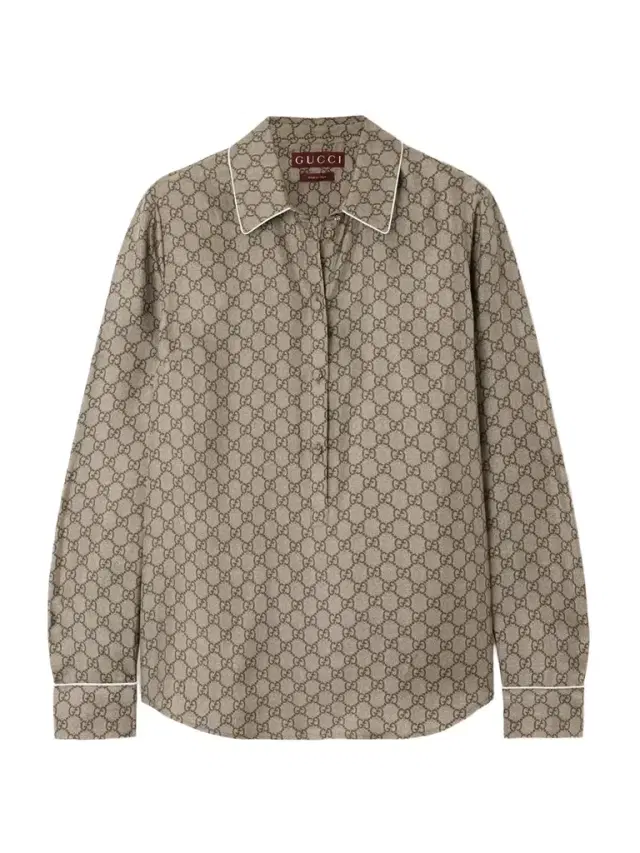 Monogram-print Silk-satin Shirt