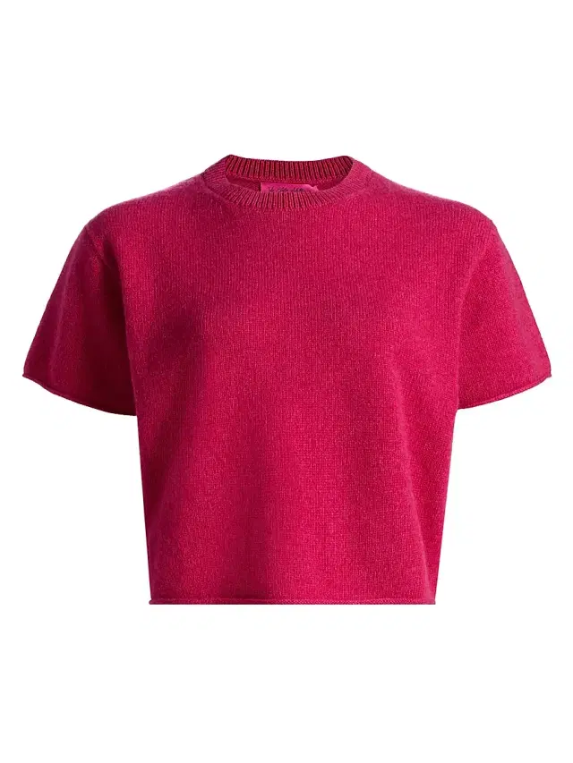 The Elder Statesman Women's Cashmere Knit Short-Sleeve Sweater - Acai