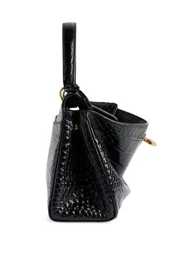 Balenciaga Women's Rodeo Mini Top Handle Bag Crocodile Embossed - Black | Thumbnail 3 Balenciaga Women's Rodeo Mini Top Handle Bag Crocodile Embossed - Black | Thumbnail 3