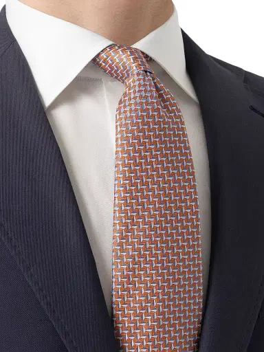 Eton Men's Geometric Woven Silk Tie | Thumbnail 2