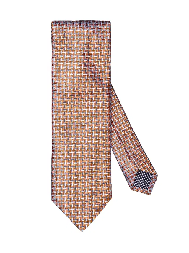 Men's Geometric Woven Silk Tie - Orange