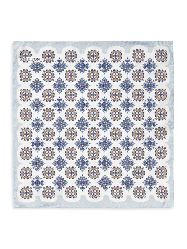 Eton Men's Geometric Silk Pocket Square - White | Thumbnail 2