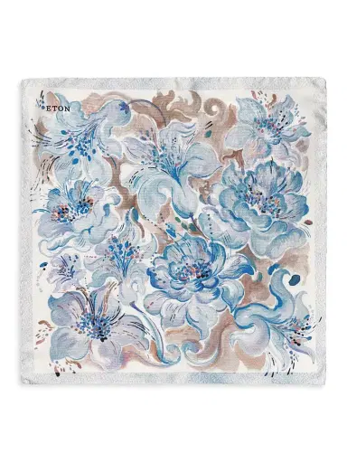 Eton Men's Floral Silk Pocket Square - Blue | Thumbnail 2