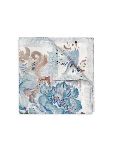 Eton Men's Floral Silk Pocket Square - Blue | Thumbnail 1