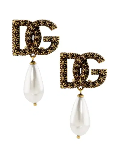 Dolce & Gabbana Women's Goldtone & Imitation Pearl Monogram Drop Earrings | Thumbnail 3