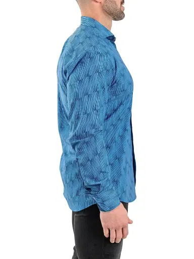 Maceoo Men's Einstein Stretch Optical Shirt - Blue | Thumbnail 8 Maceoo Men's Einstein Stretch Optical Shirt - Blue | Thumbnail 8