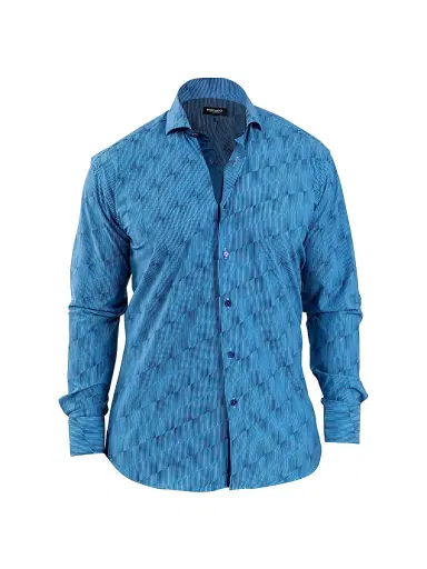 Maceoo Men's Einstein Stretch Optical Shirt - Blue | Thumbnail 1 Maceoo Men's Einstein Stretch Optical Shirt - Blue | Thumbnail 1