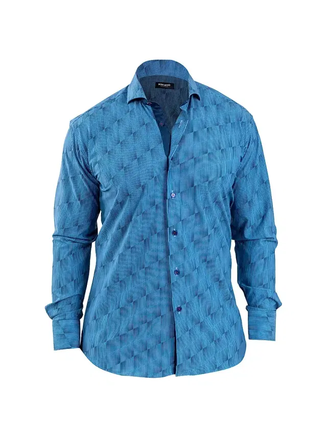 Maceoo Men's Einstein Stretch Optical Shirt - Blue