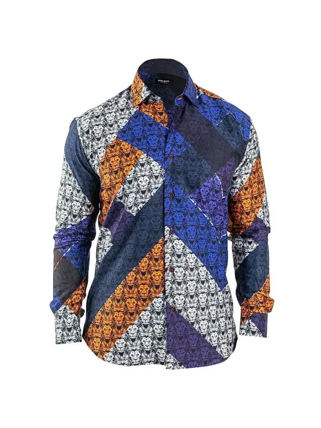 Men's Fibonacci Afro Lion Shirt - Multicolored