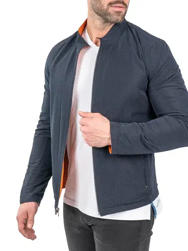Maceoo Men's Leather Reverse Jacket - Orange | Thumbnail 4 Maceoo Men's Leather Reverse Jacket - Orange | Thumbnail 4