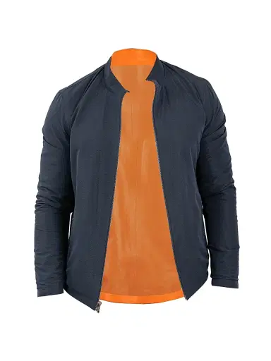 Maceoo Men's Leather Reverse Jacket - Orange | Thumbnail 1 Maceoo Men's Leather Reverse Jacket - Orange | Thumbnail 1