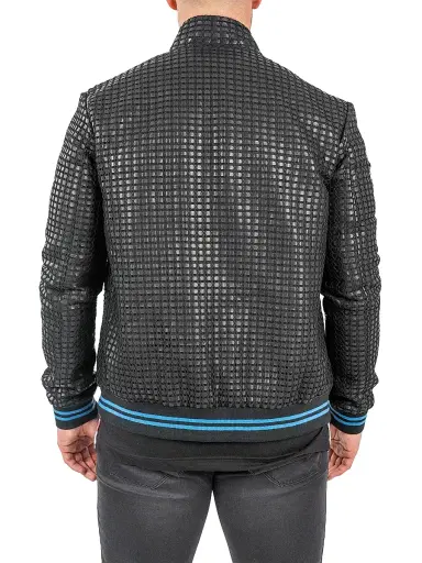 Maceoo Men's Leather Geometric Jacket - Black | Thumbnail 5 Maceoo Men's Leather Geometric Jacket - Black | Thumbnail 5
