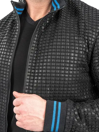Maceoo Men's Leather Geometric Jacket - Black | Thumbnail 8 Maceoo Men's Leather Geometric Jacket - Black | Thumbnail 8
