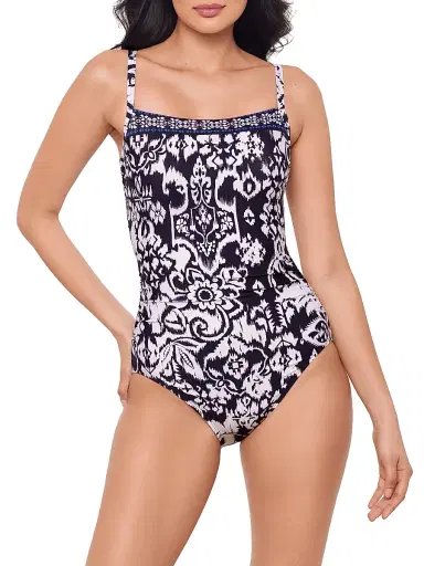 Miraclesuit Swim Women's Talavera Kara Abstract One-Piece Swimsuit - Midnight White - Size 16 | Thumbnail 2