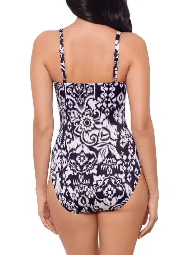 Miraclesuit Swim Women's Talavera Kara Abstract One-Piece Swimsuit - Midnight White - Size 16 | Thumbnail 4