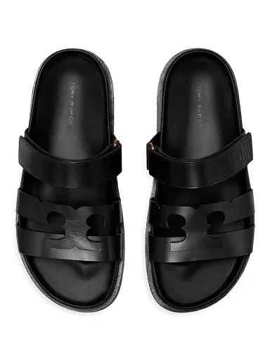Tory Burch Women's Ines Logo-Detailed Leather Slide Sandals - Perfect Black - Size 9.5 | Thumbnail 3 Tory Burch Women's Ines Logo-Detailed Leather Slide Sandals - Perfect Black - Size 9.5 | Thumbnail 3