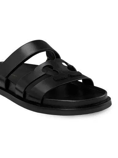 Tory Burch Women's Ines Logo-Detailed Leather Slide Sandals - Perfect Black - Size 9.5 | Thumbnail 4 Tory Burch Women's Ines Logo-Detailed Leather Slide Sandals - Perfect Black - Size 9.5 | Thumbnail 4